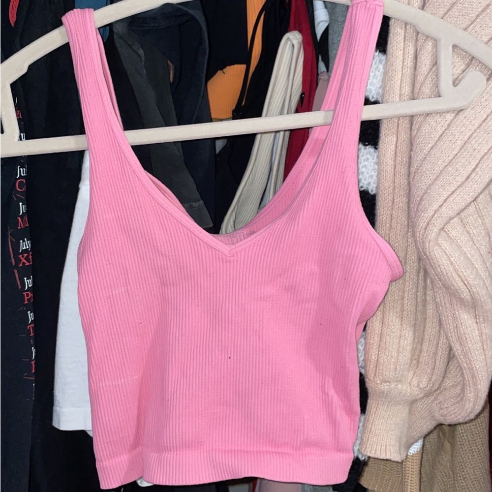 cute pink basic tank top